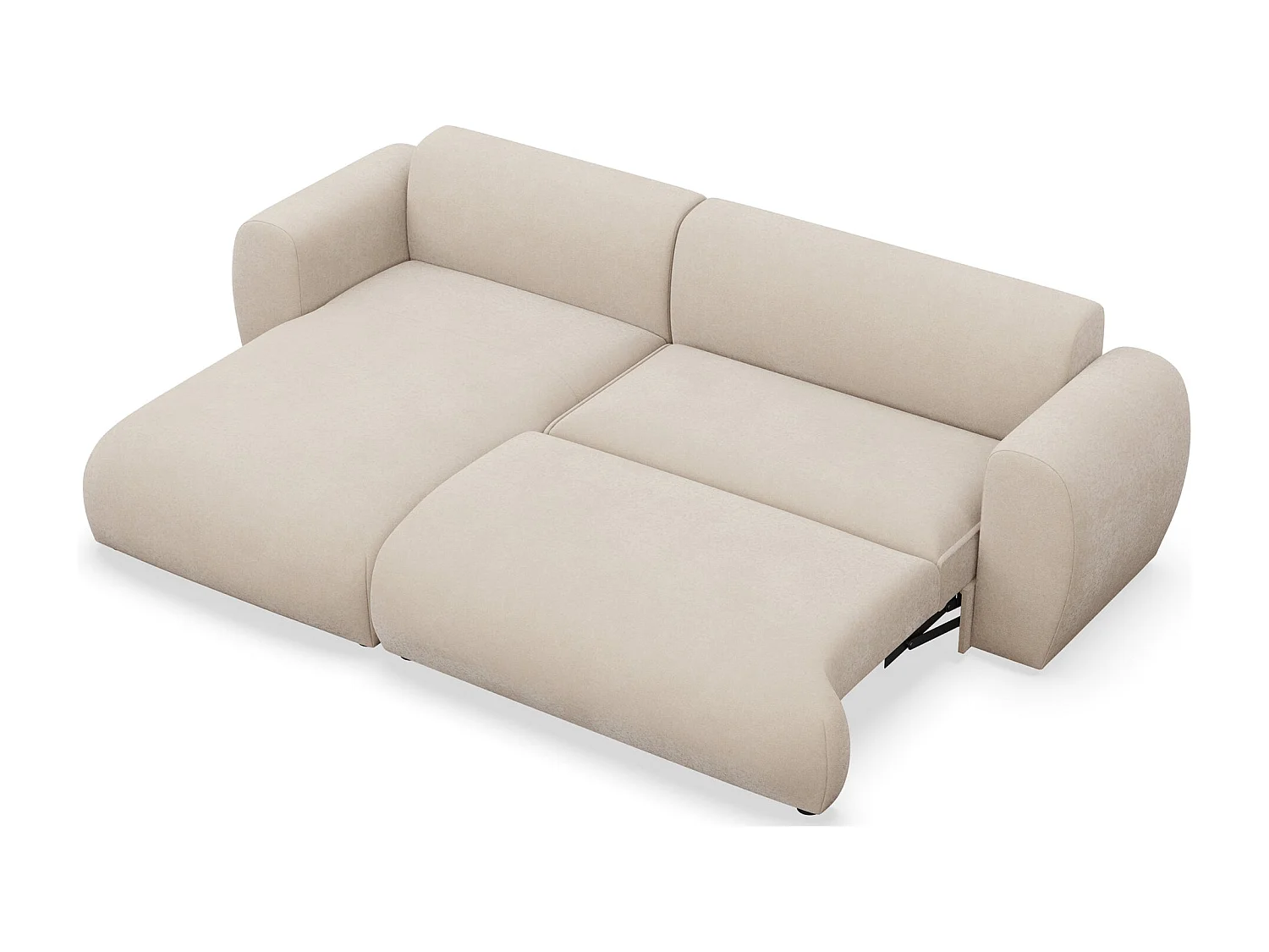 Canapé d’angle avec chenille facile d’entretien – couchage – Crème – gauche – EMIA
