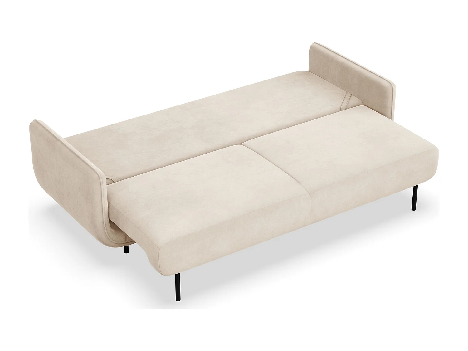 Canapé convertible 3 places – velours – beige clair – OVALS