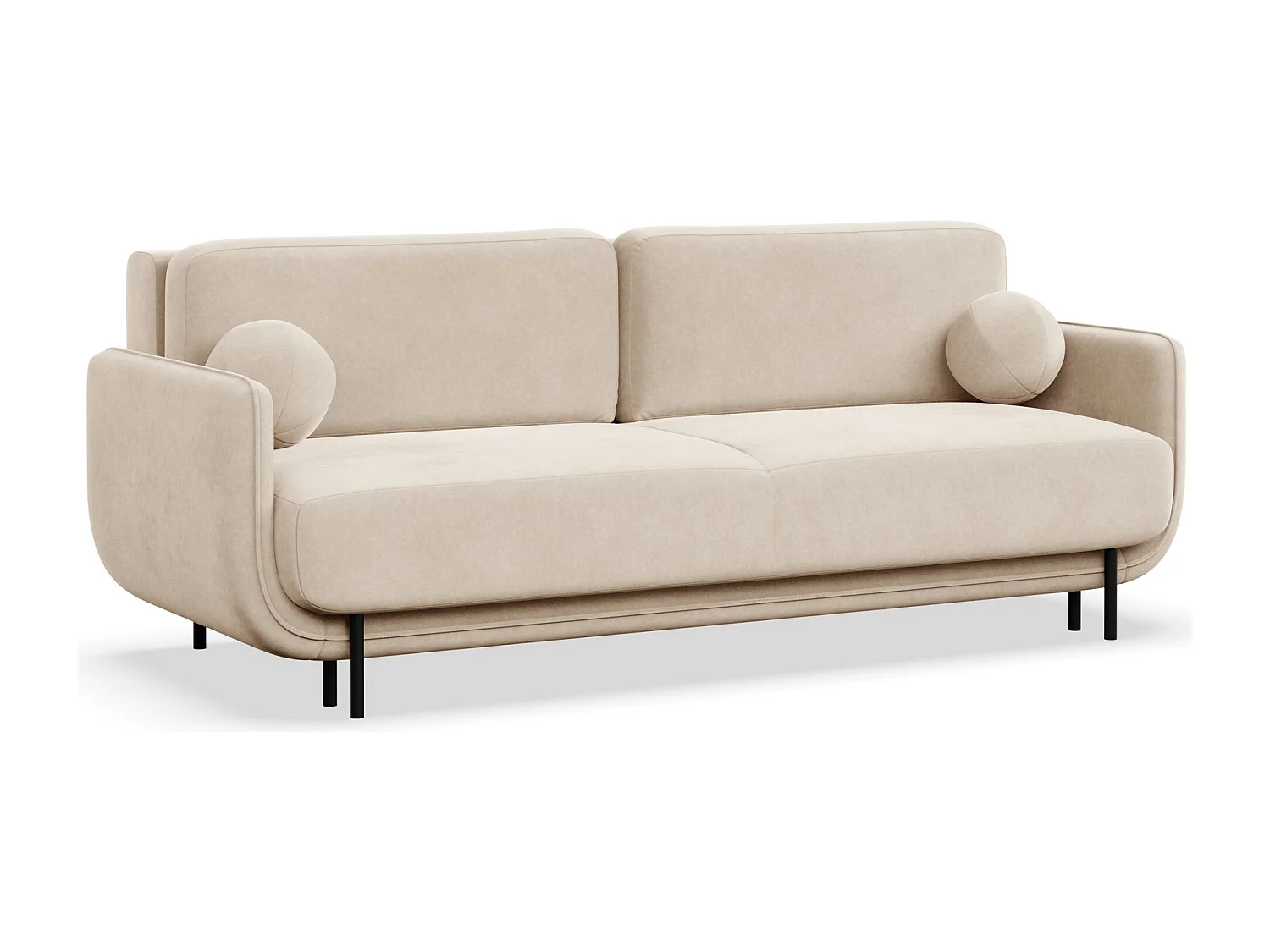 Canapé convertible 3 places – velours – beige clair – OVALS