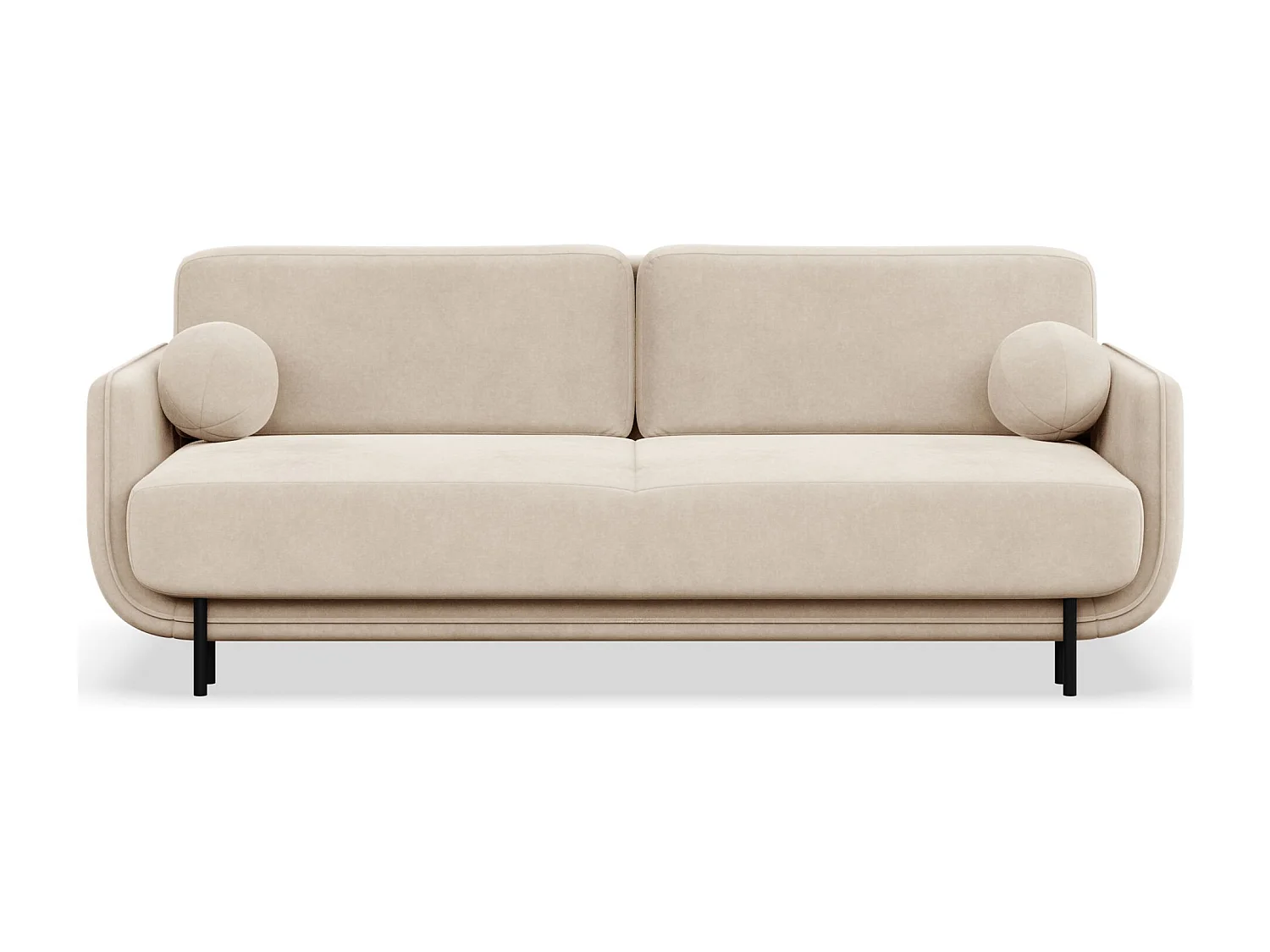 Canapé convertible 3 places – velours – beige clair – OVALS