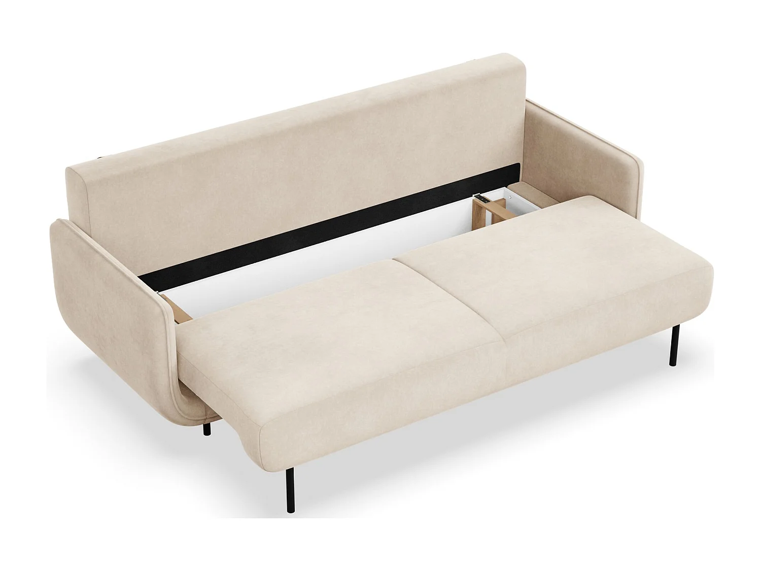 Canapé convertible 3 places – velours – beige clair – OVALS