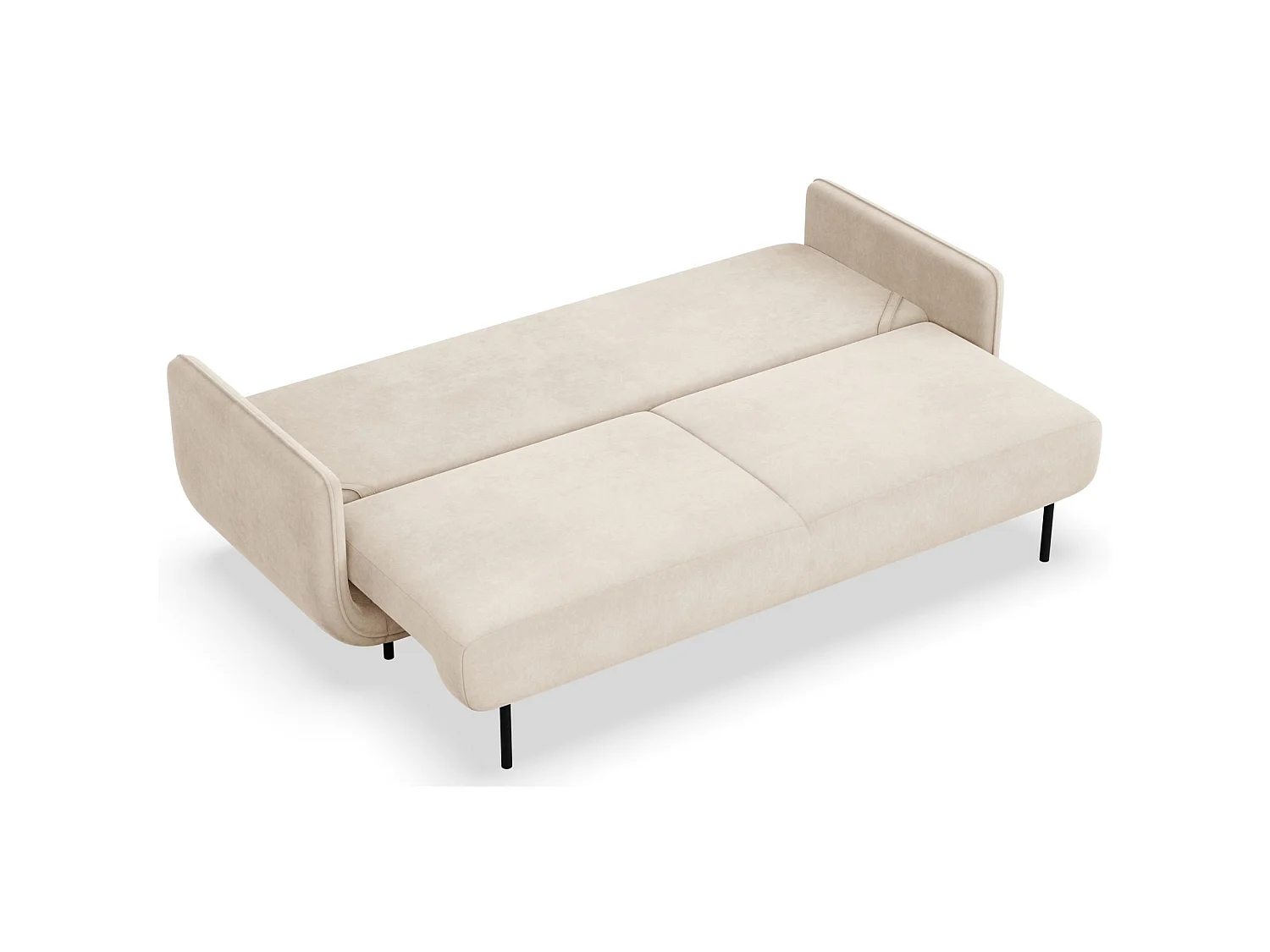 3-Sitzer Schlafsofa – Samt – Hellbeige – OVALS