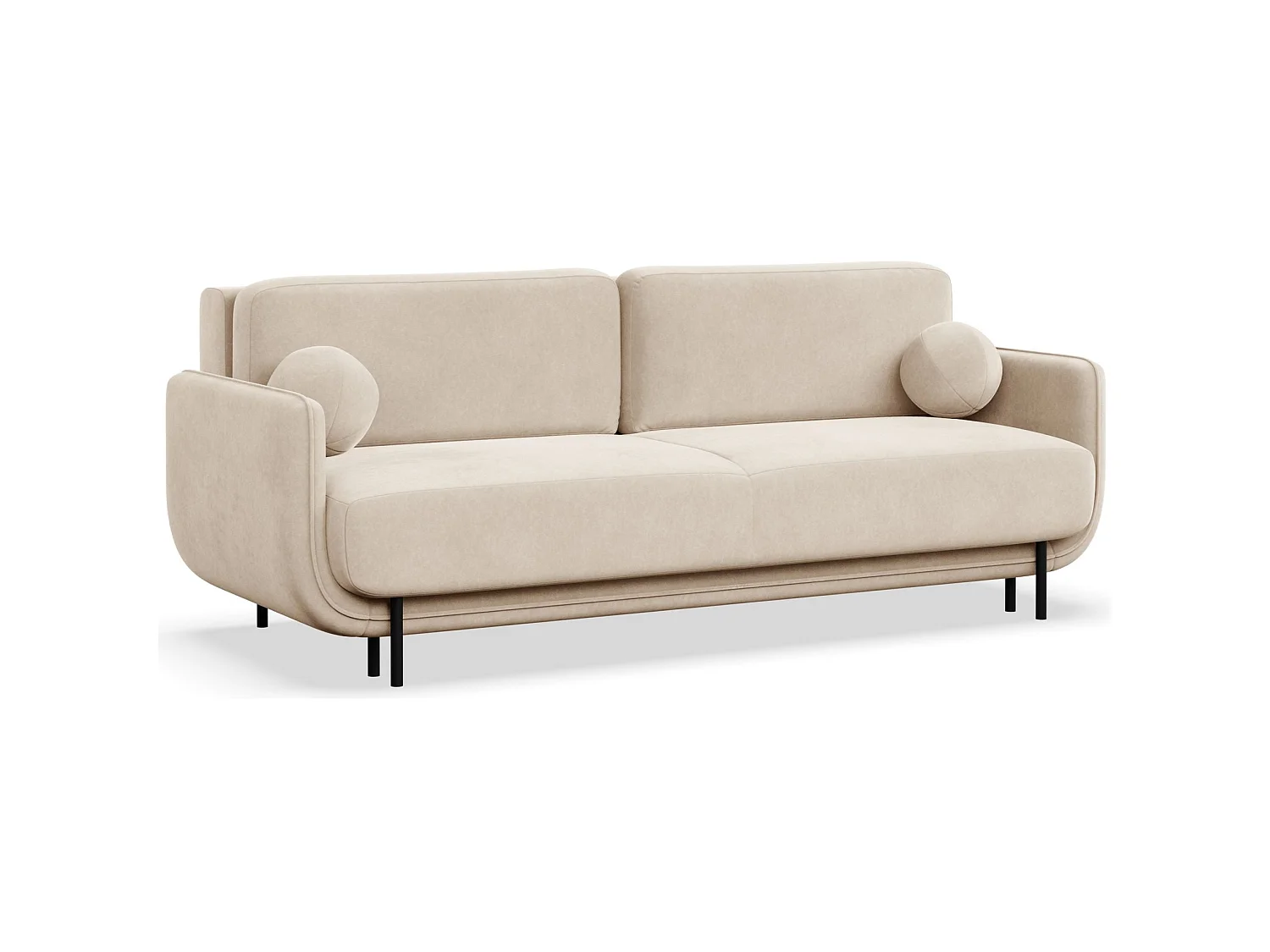 3-Sitzer Schlafsofa – Samt – Hellbeige – OVALS