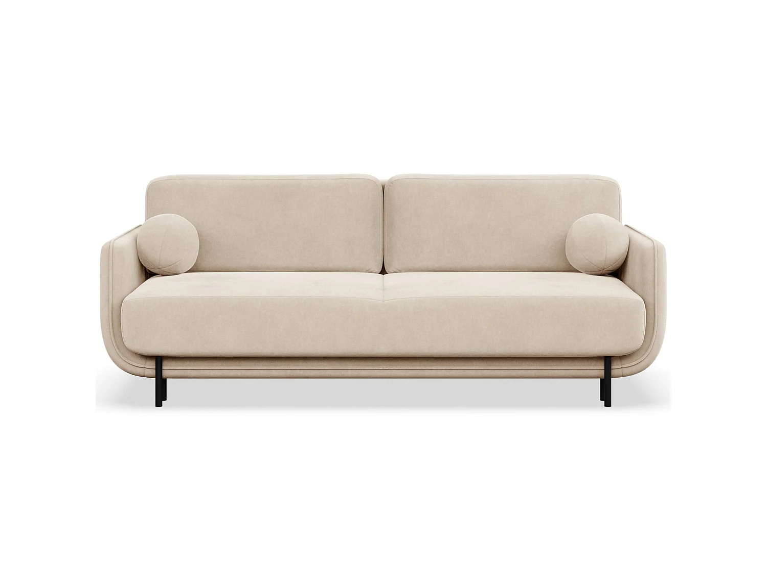 3-Sitzer Schlafsofa – Samt – Hellbeige – OVALS