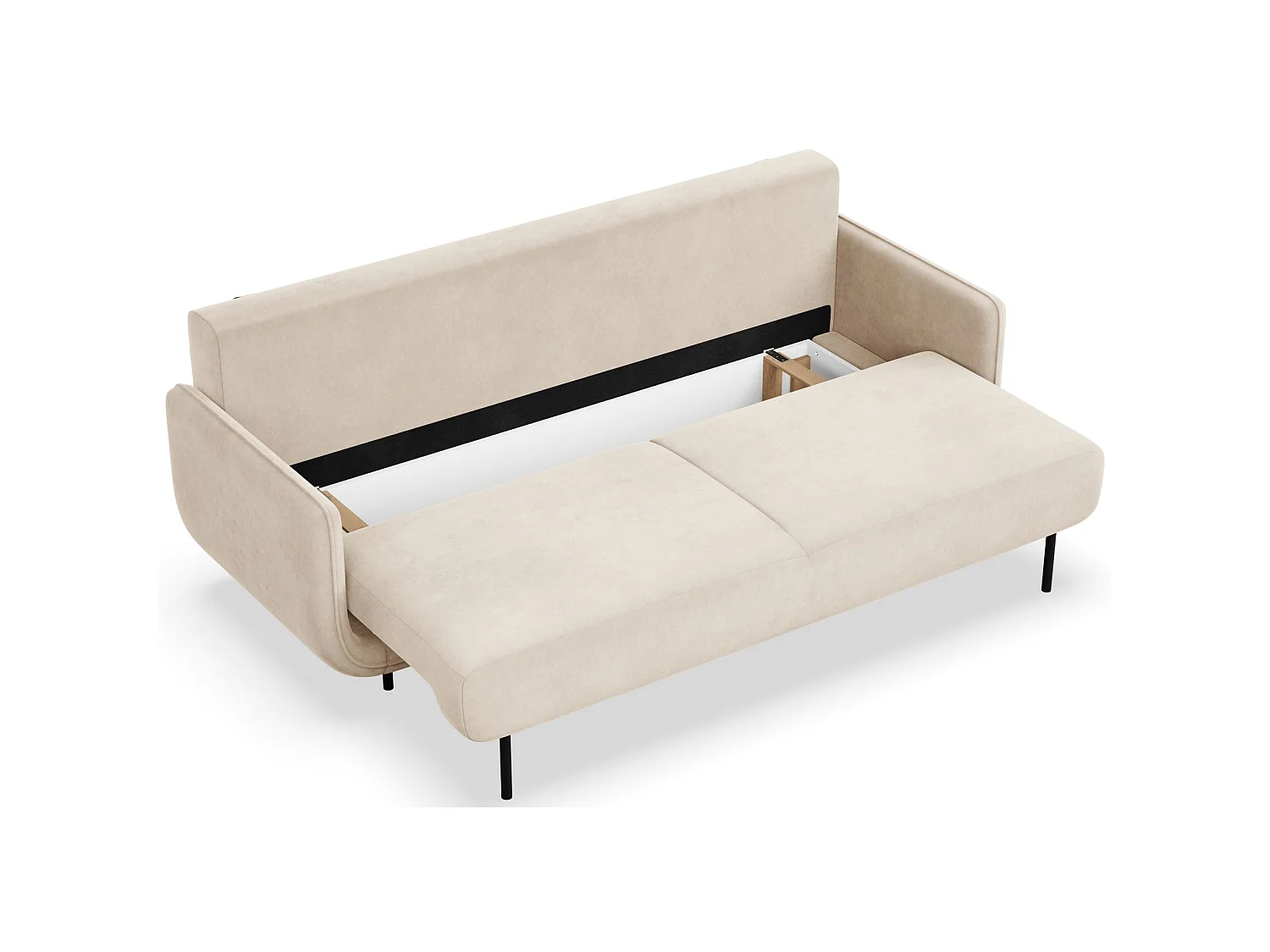 3-Sitzer Schlafsofa – Samt – Hellbeige – OVALS