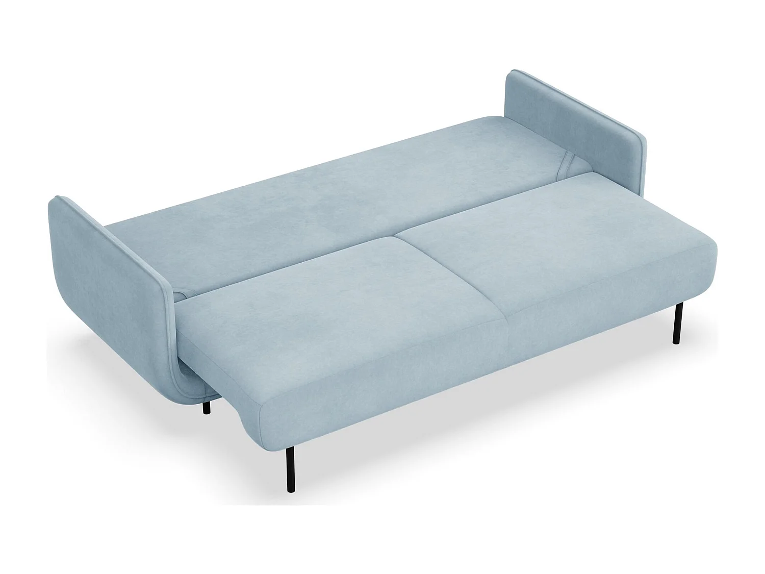 Canapé convertible 3 places – velours – bleu clair – OVALS