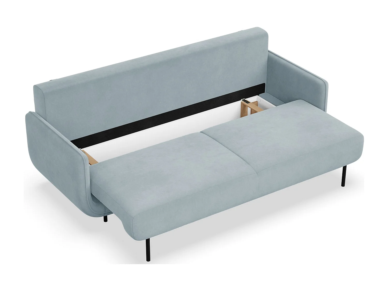 Canapé convertible 3 places – velours – bleu clair – OVALS