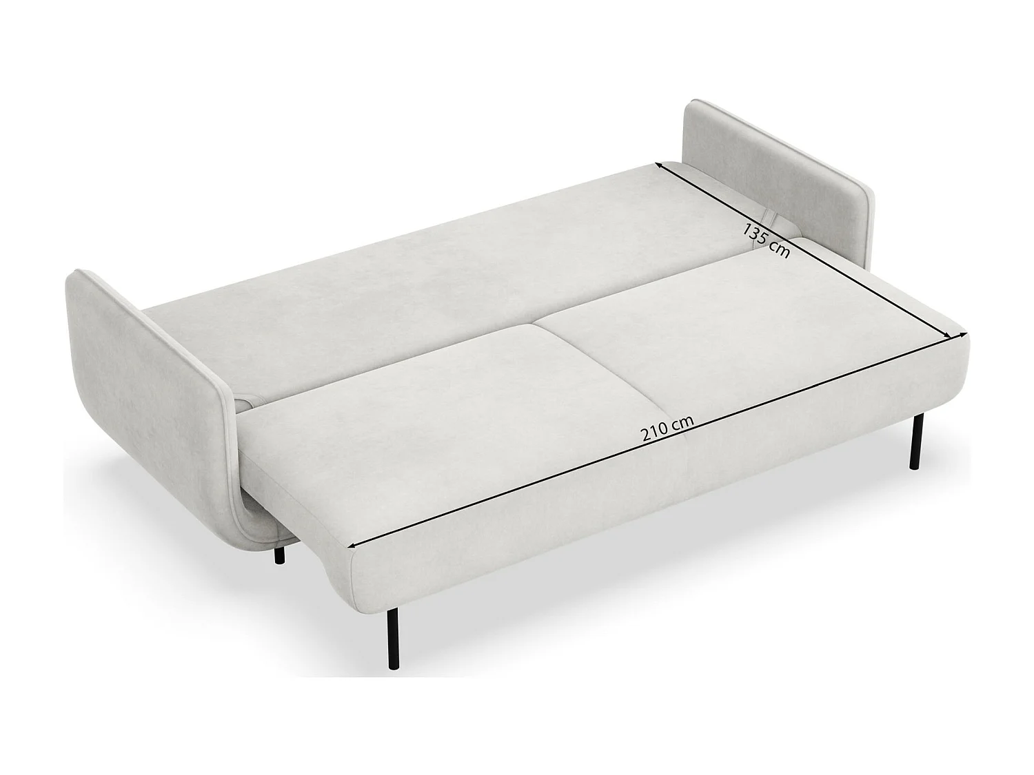 Canapé convertible 3 places – velours – bleu clair – OVALS