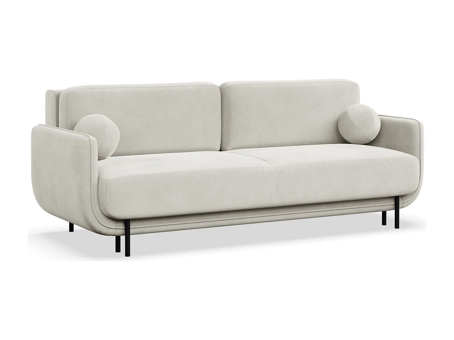 Canapé convertible 3 places – velours – crème – OVALS