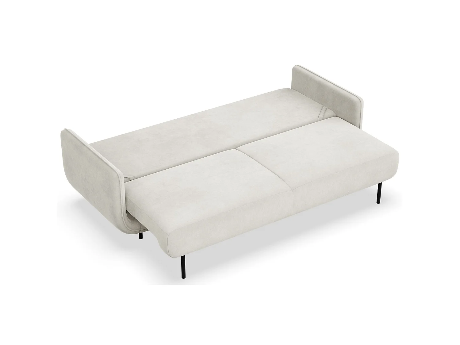 3-zits slaapbank – fluweel – Crème – OVALS
