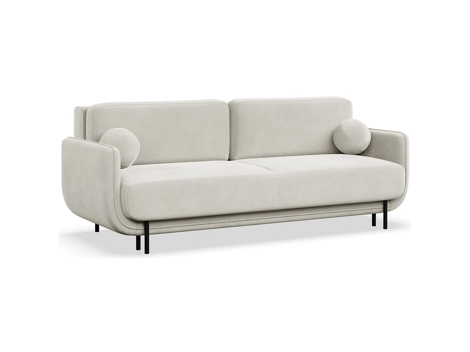 3-zits slaapbank – fluweel – Crème – OVALS
