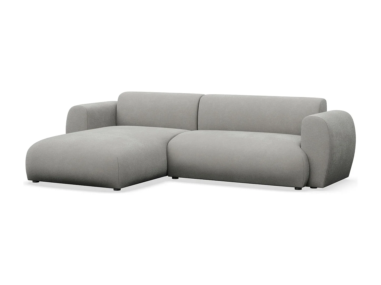 Canapé d’angle avec chenille facile d’entretien – couchage – Gris clair – gauche – EMIA
