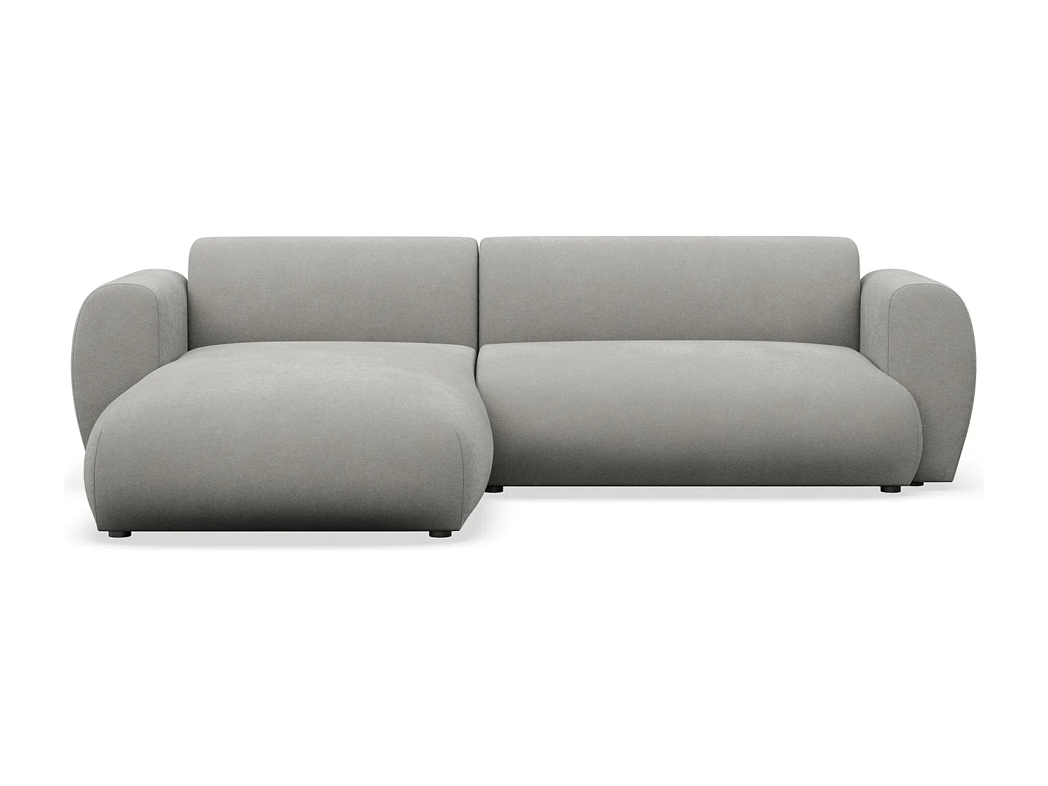 Canapé d’angle avec chenille facile d’entretien – couchage – Gris clair – gauche – EMIA