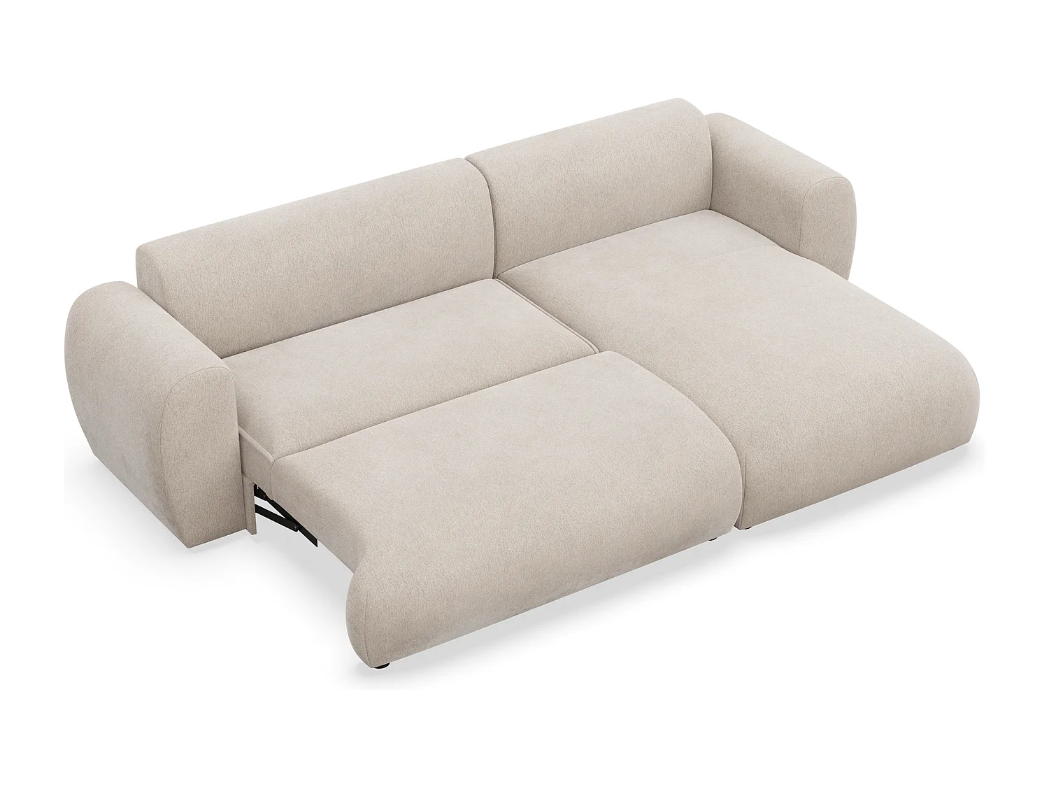 Canapé d’angle avec tissu chenille – couchage – Beige – droit – EMIA