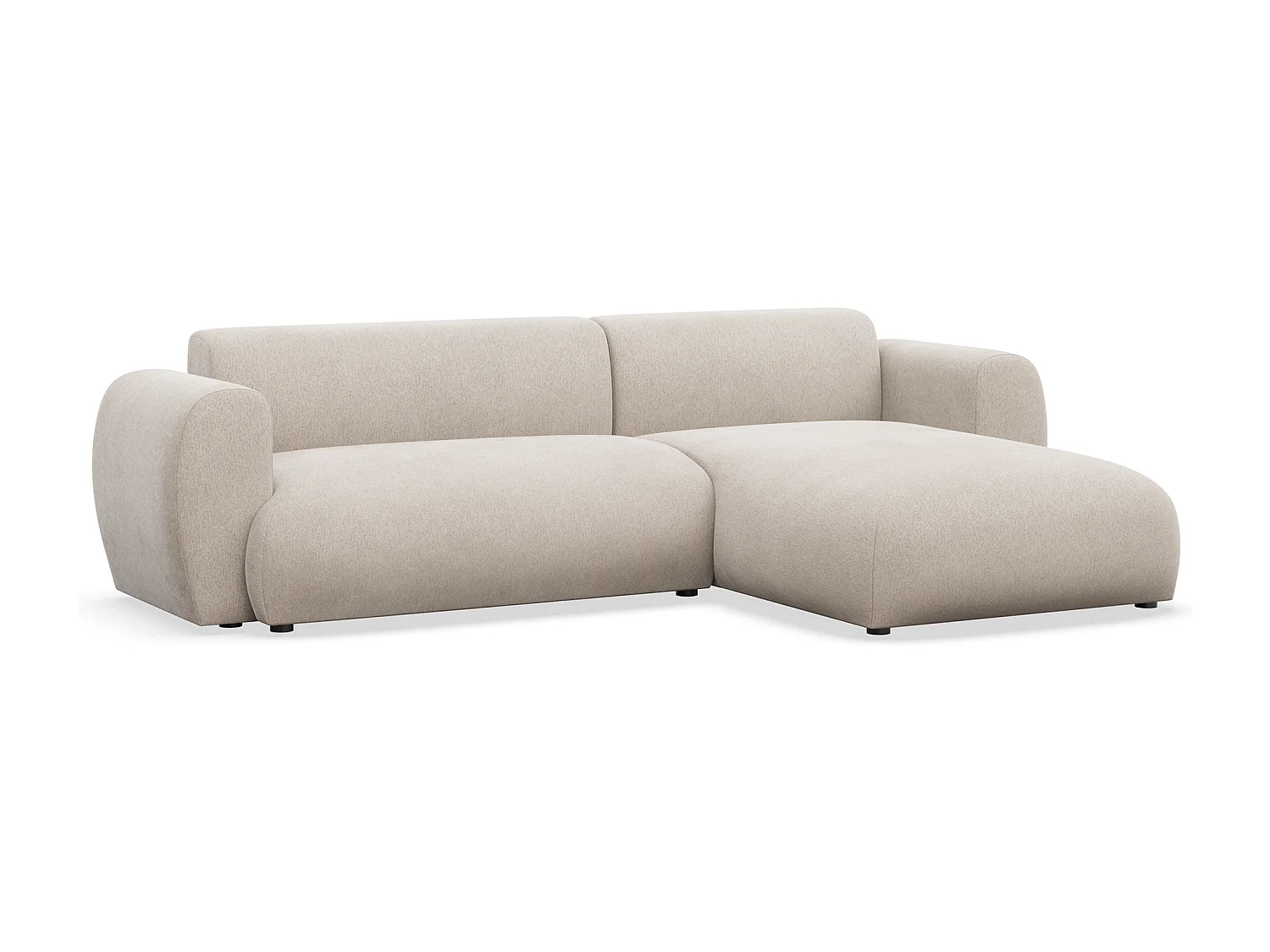 Canapé d’angle avec tissu chenille – couchage – Beige – droit – EMIA