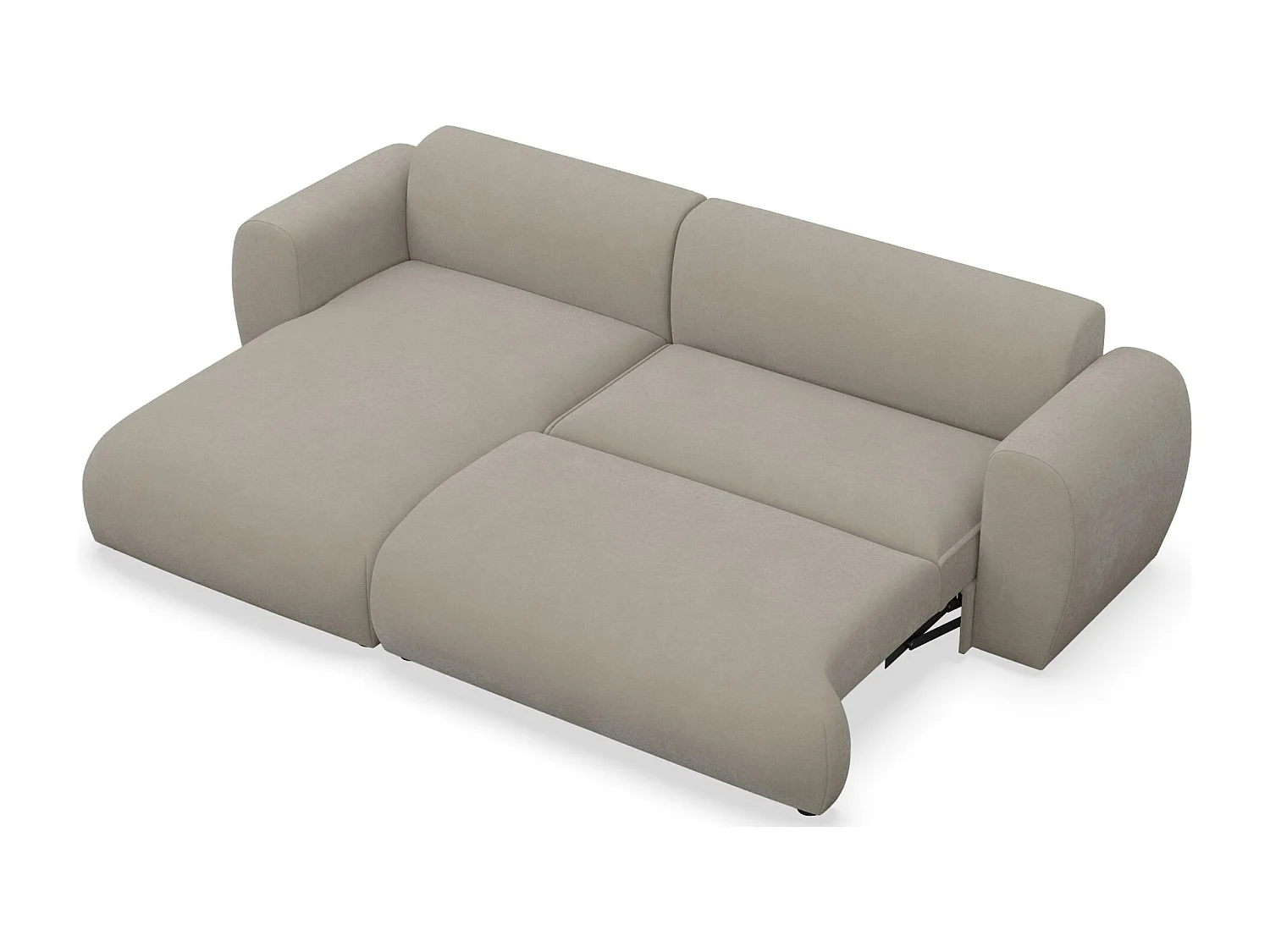 Ecksofa mit pflegeleichtem Chenillebezug – Schlaffunktion – Greige – links – EMIA