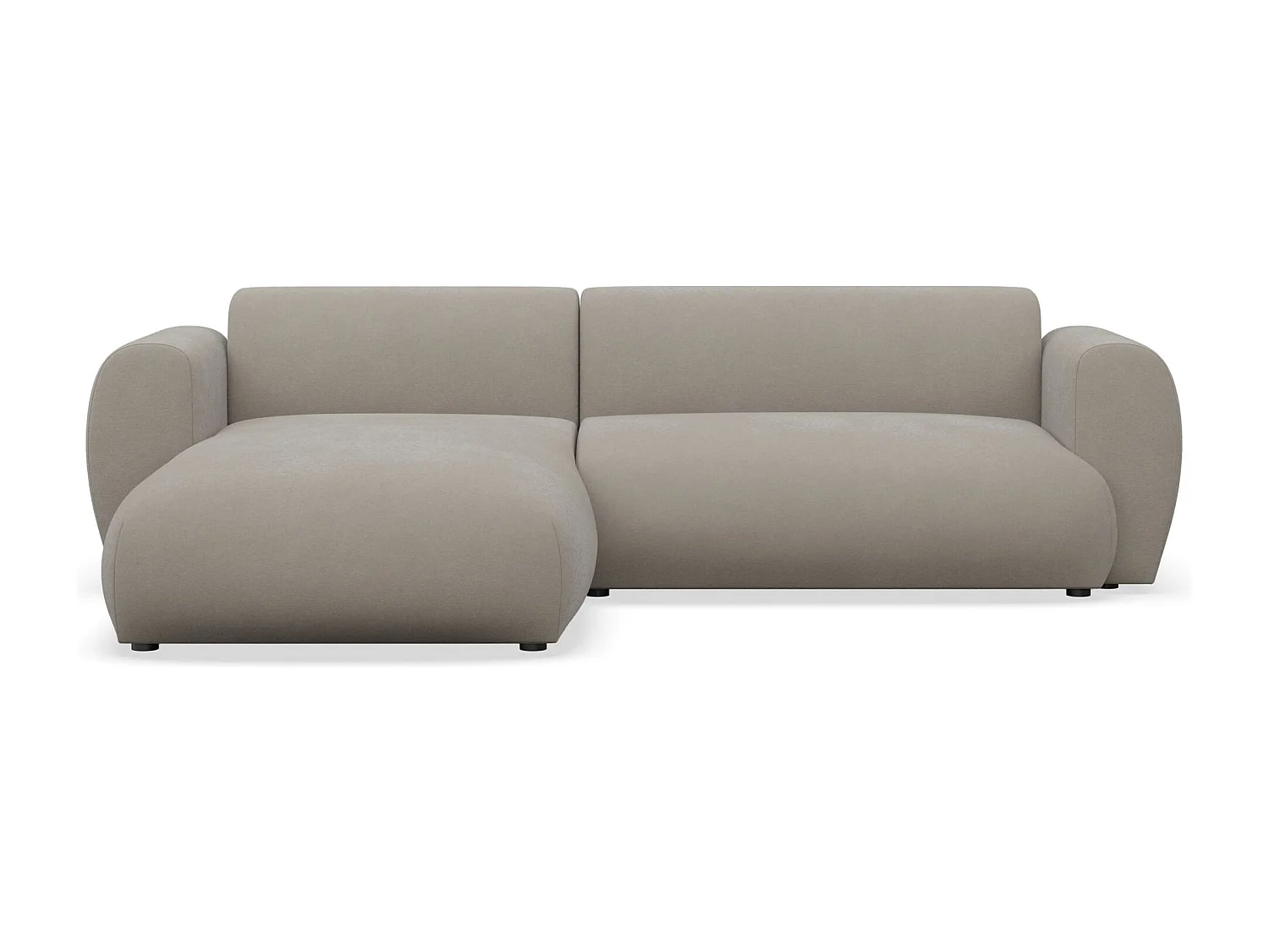 Ecksofa mit pflegeleichtem Chenillebezug – Schlaffunktion – Greige – links – EMIA