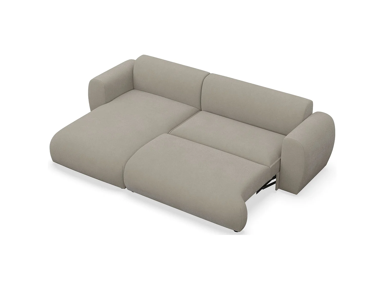 Canapé d'angle convertible 3 places en tissu chenille taupe