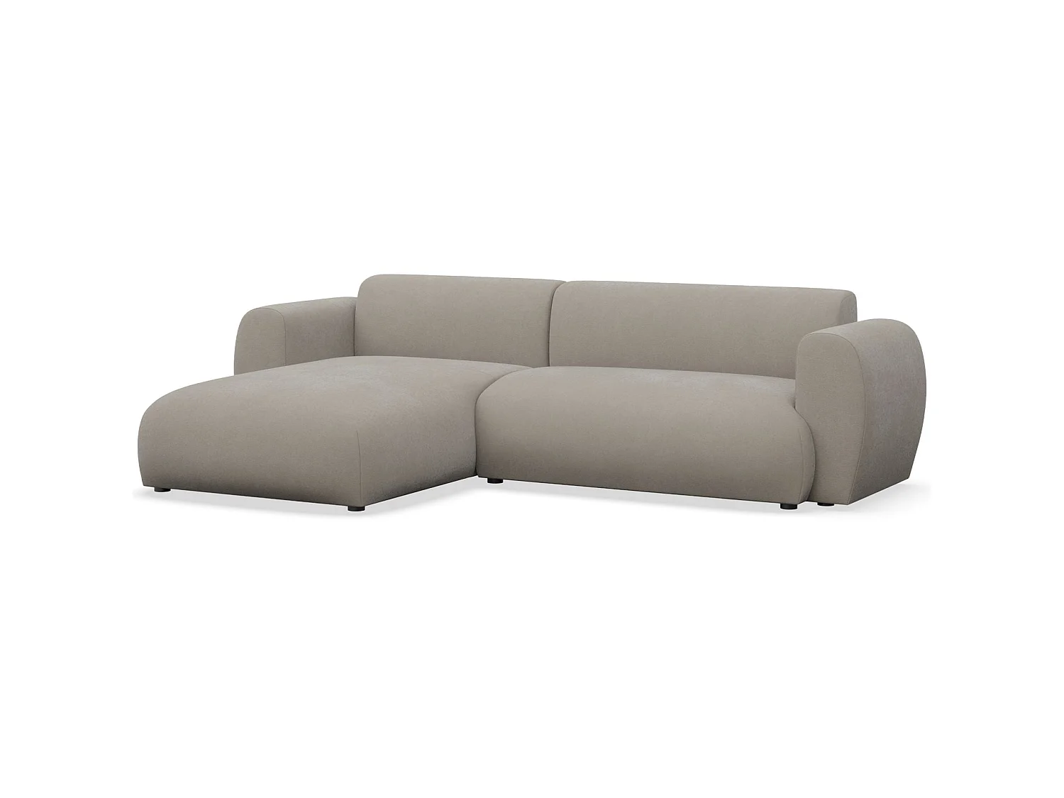 Canapé d'angle convertible 3 places en tissu chenille taupe