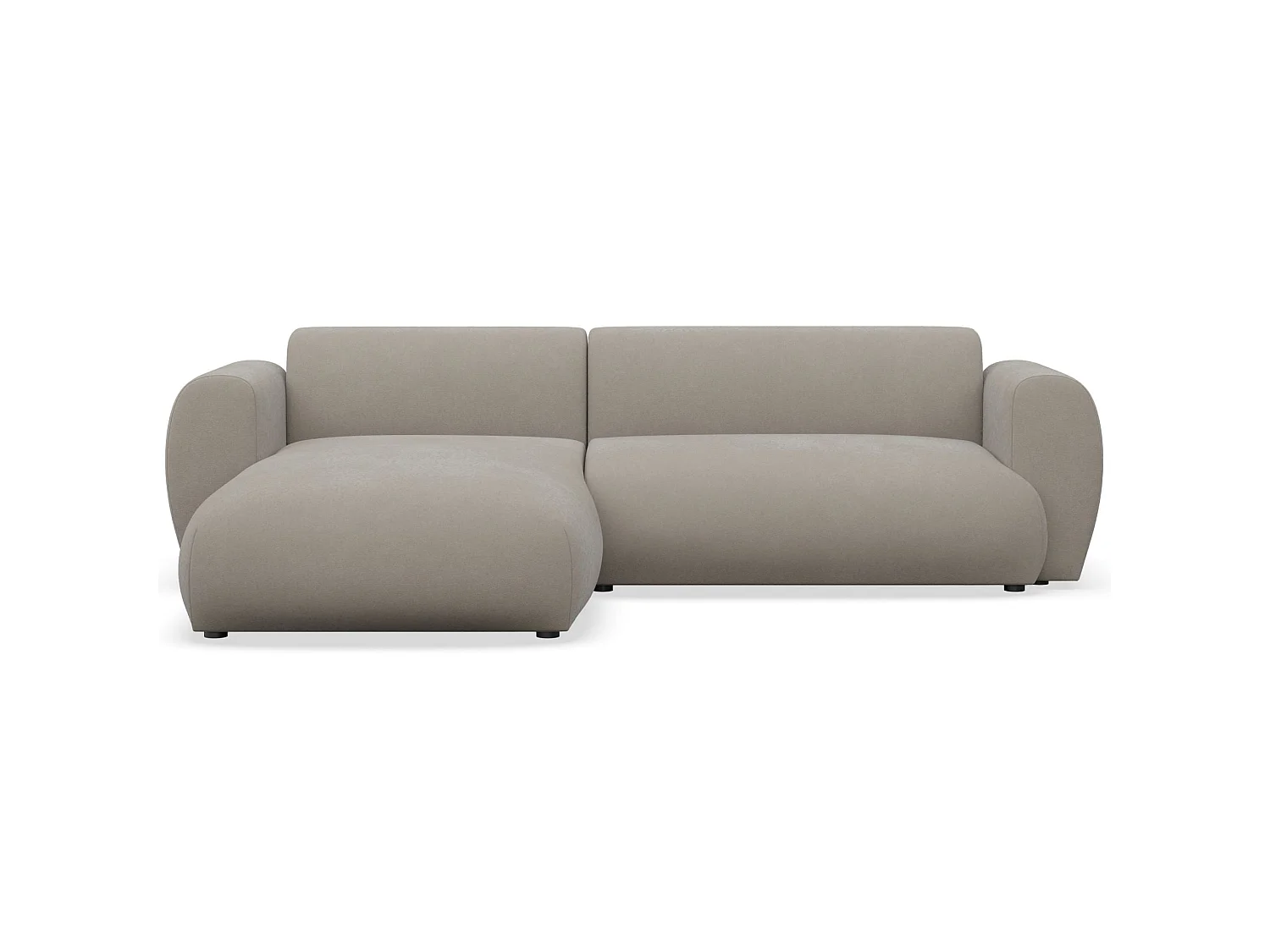 Canapé d'angle convertible 3 places en tissu chenille taupe