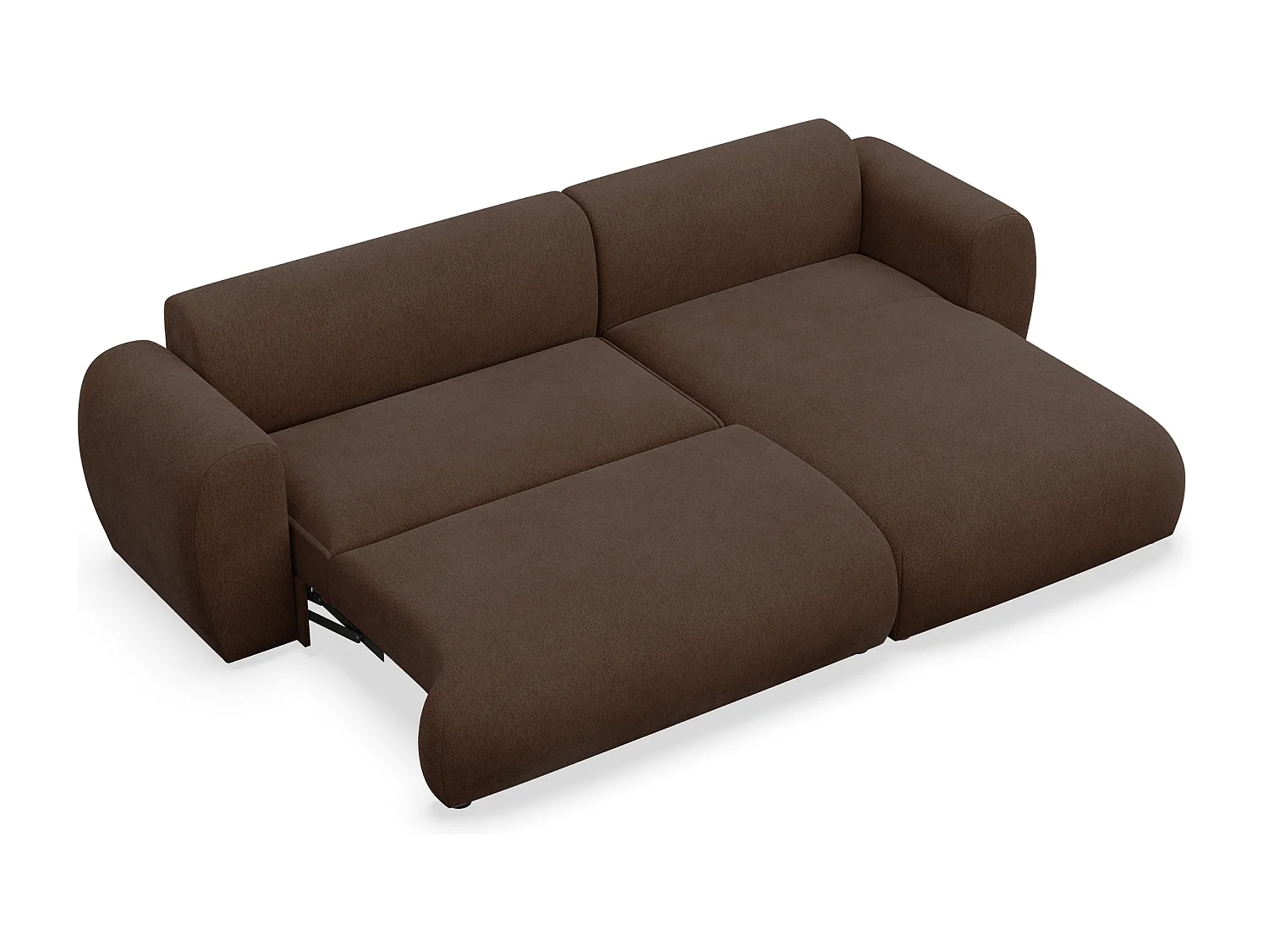 Canapé d’angle avec tissu chenille – couchage – Brun – droit – EMIA