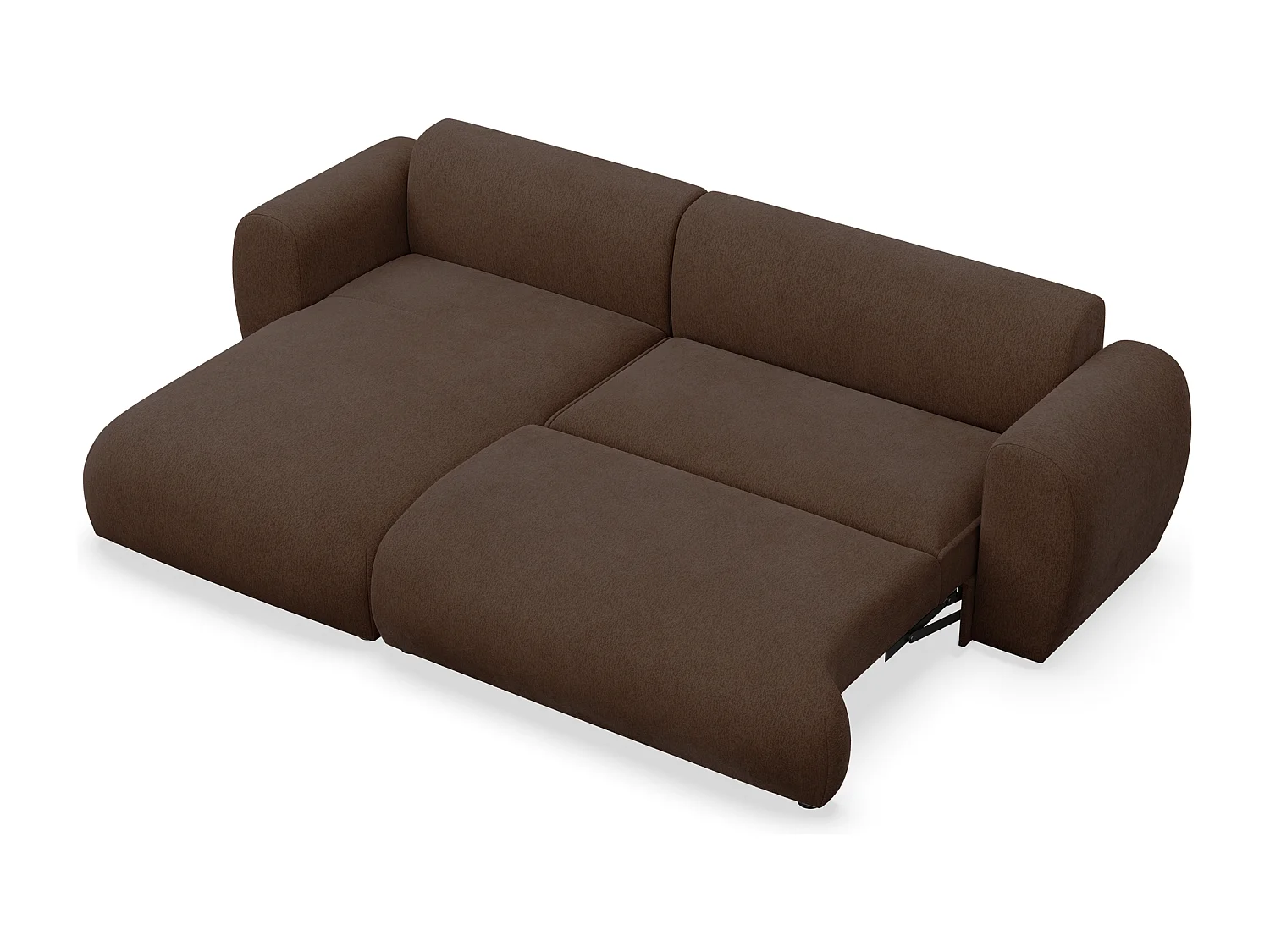 Canapé d’angle avec tissu chenille – couchage – Brun – gauche – EMIA