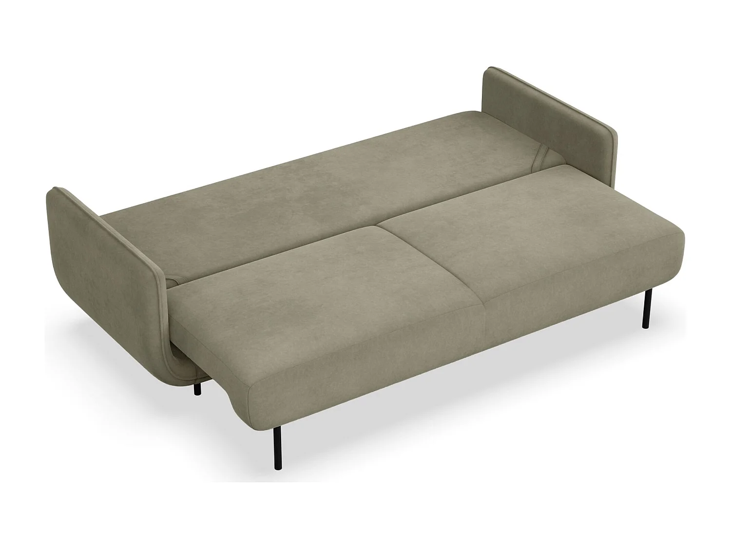 Canapé convertible 3 places – velours – vert sauge – OVALS