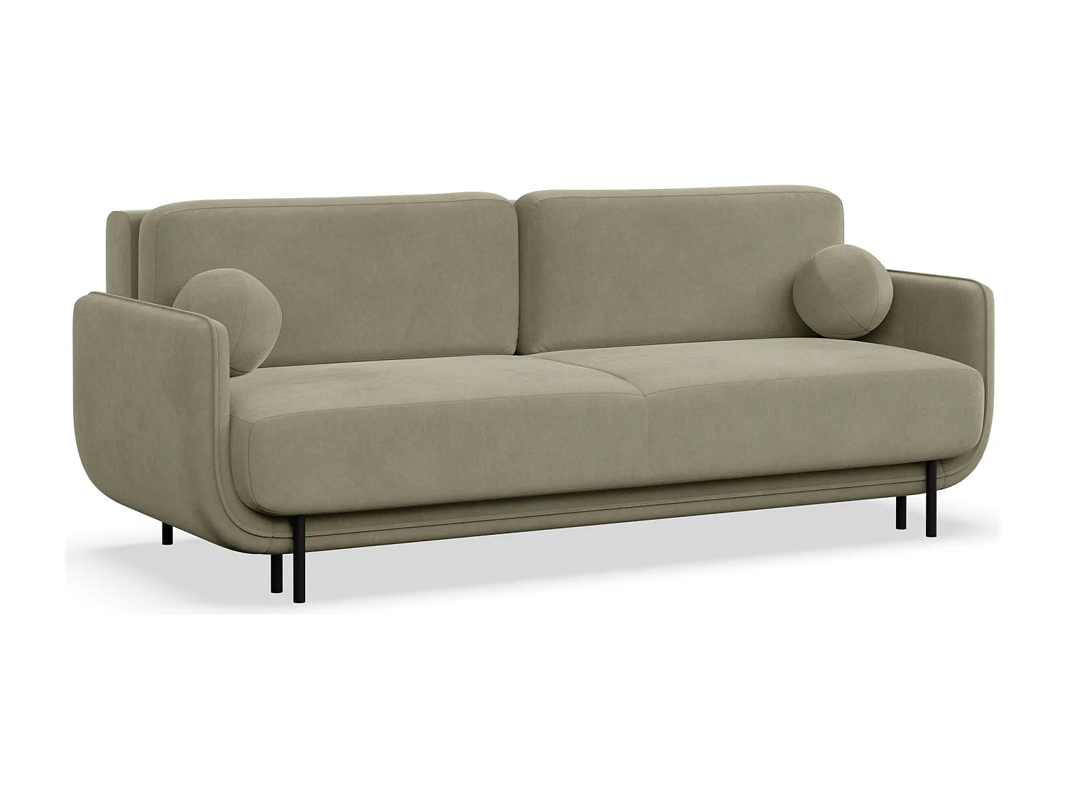 Canapé convertible 3 places – velours – vert sauge – OVALS