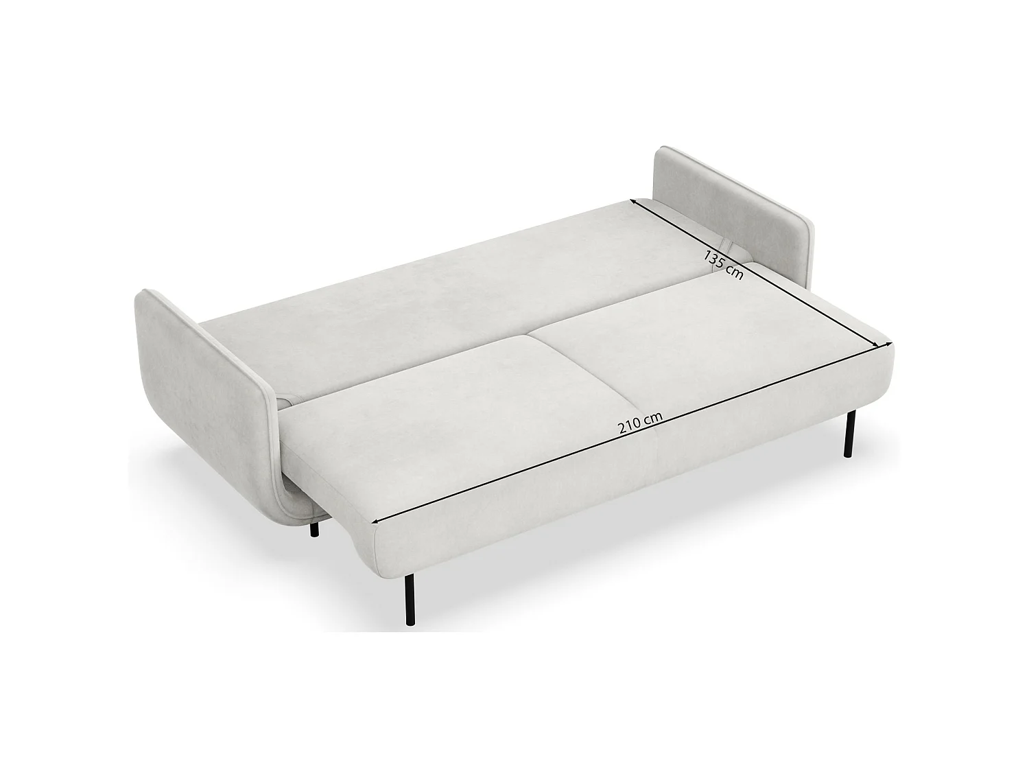 3-Sitzer Schlafsofa – Samt – Salbeigrün – OVALS