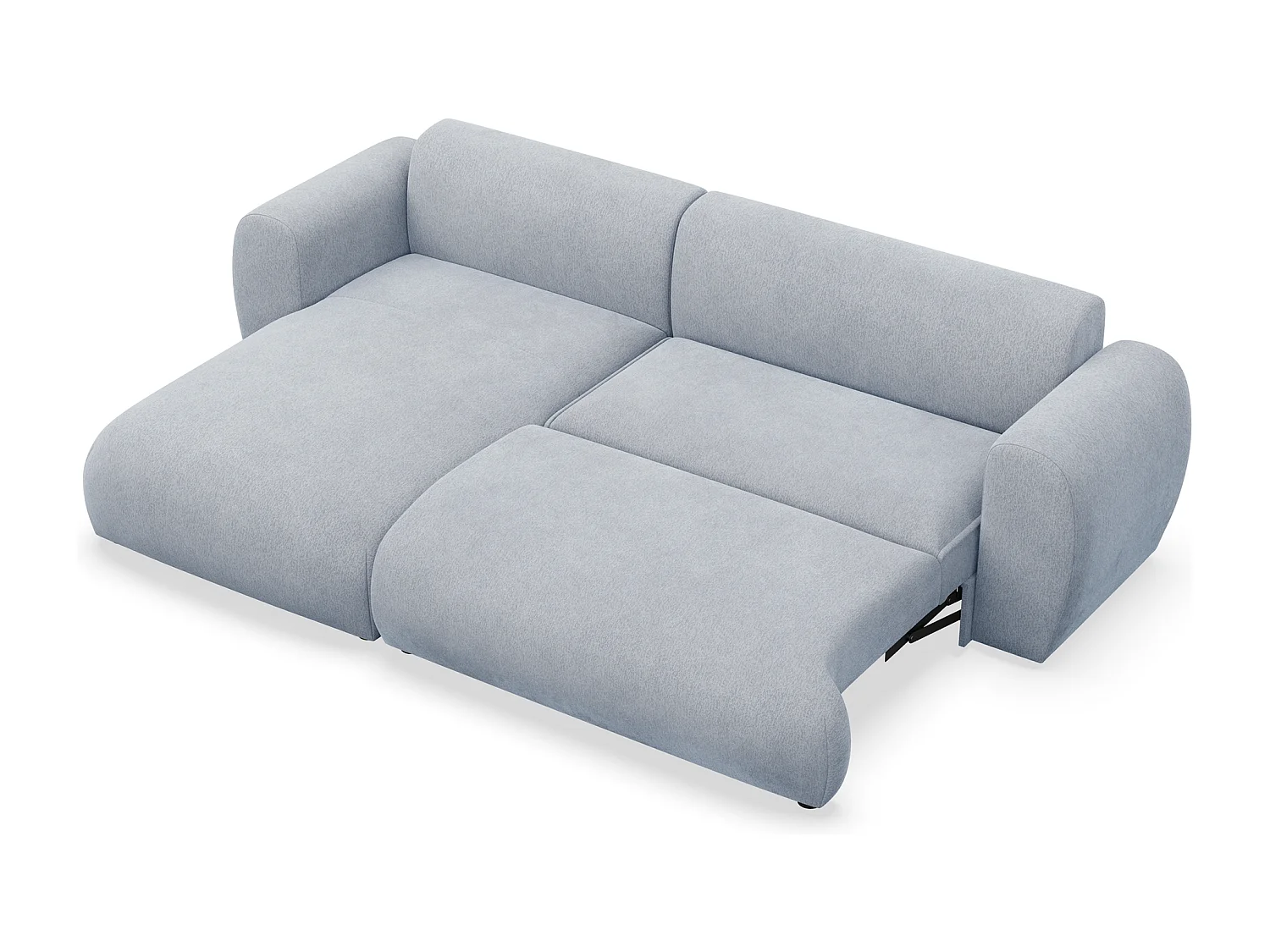 Canapé d’angle avec tissu chenille – couchage – Bleu clair – gauche – EMIA