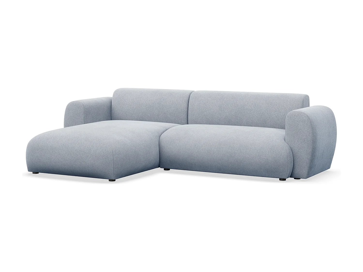 Canapé d’angle avec tissu chenille – couchage – Bleu clair – gauche – EMIA