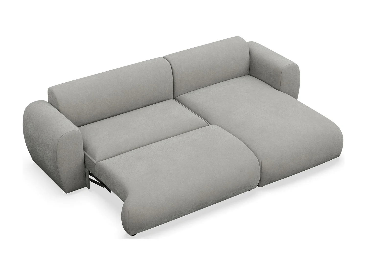 Canapé d’angle avec chenille facile d’entretien – couchage – Gris clair – droit – EMIA