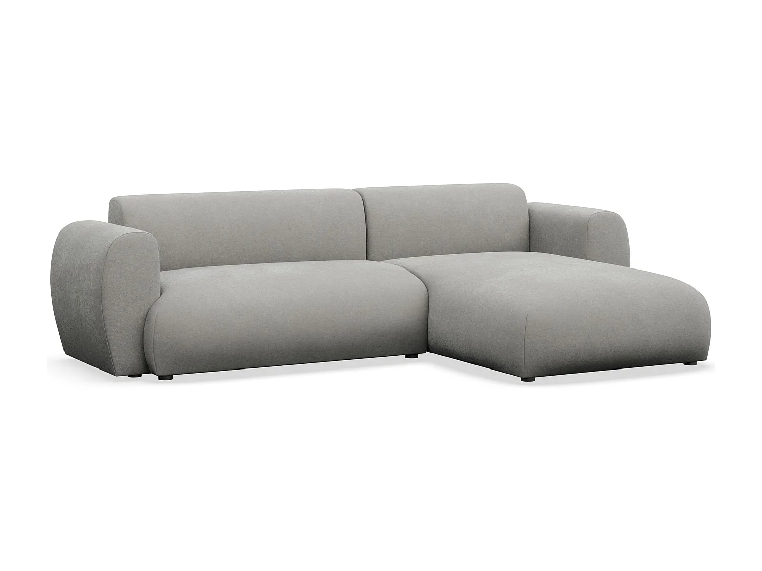 Canapé d’angle avec chenille facile d’entretien – couchage – Gris clair – droit – EMIA
