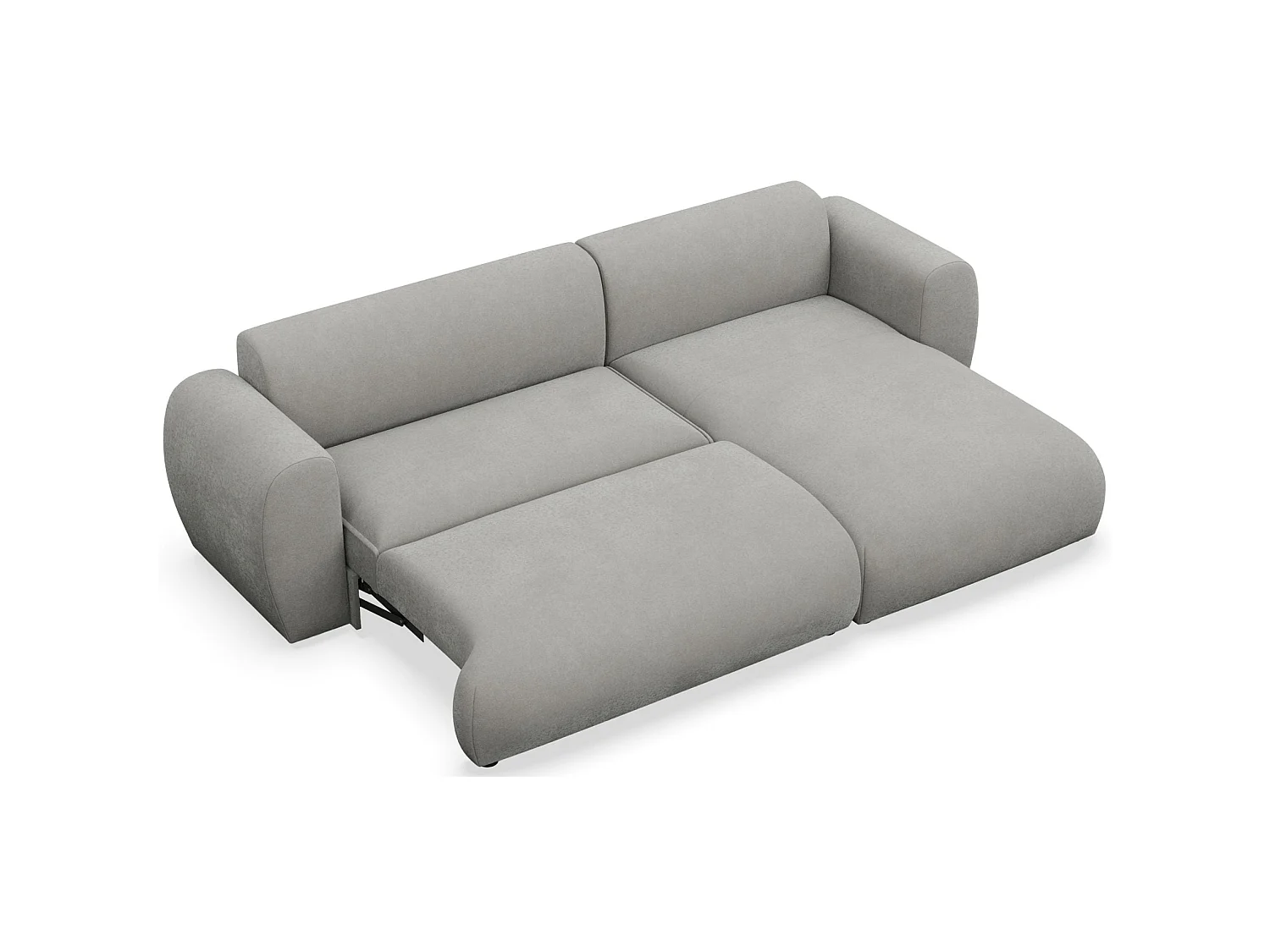 Canapé d’angle avec chenille facile d’entretien – couchage – Gris clair – droit – EMIA