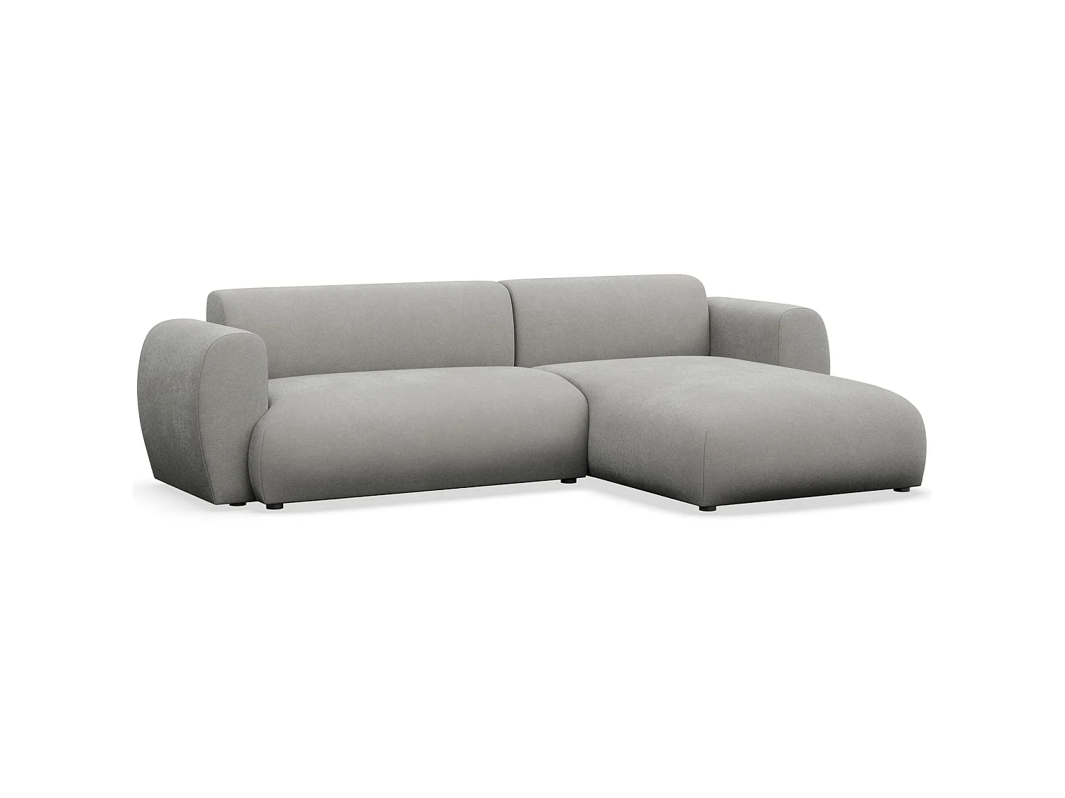 Canapé d’angle avec chenille facile d’entretien – couchage – Gris clair – droit – EMIA