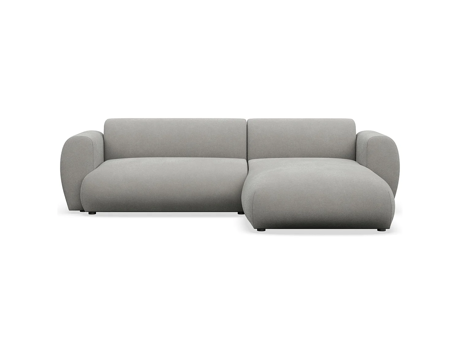 Canapé d’angle avec chenille facile d’entretien – couchage – Gris clair – droit – EMIA
