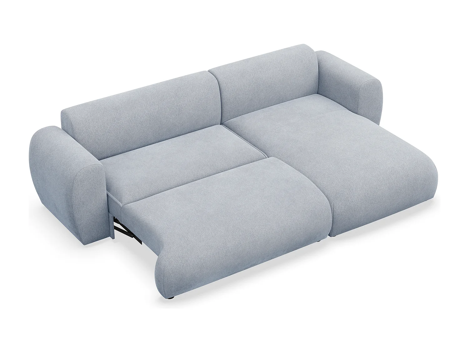Canapé d’angle avec tissu chenille – couchage – Bleu clair – droit – EMIA