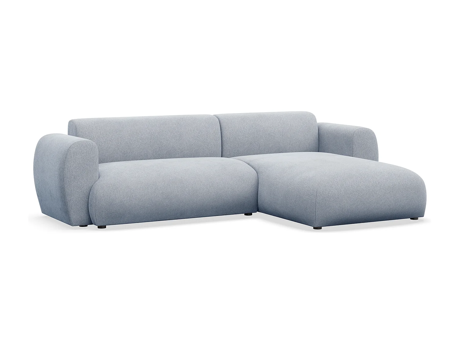 Canapé d’angle avec tissu chenille – couchage – Bleu clair – droit – EMIA