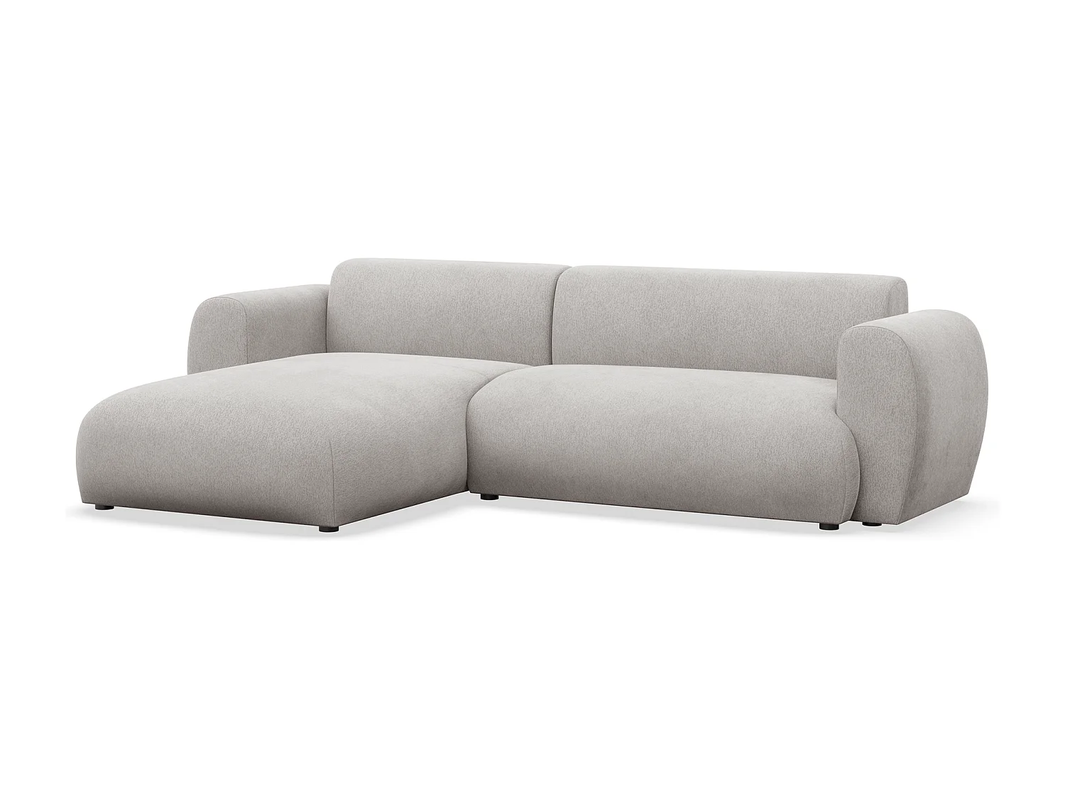 Canapé d’angle avec tissu chenille – couchage – Gris clair – gauche – EMIA