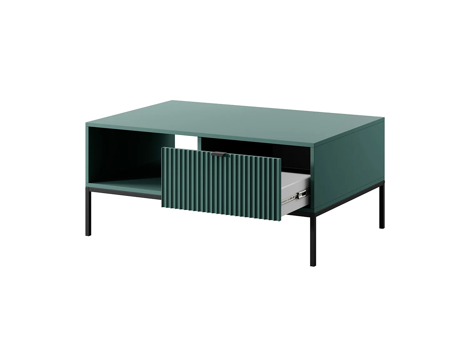 Table basse – 104 x 68 cm – vert avec piètement noir – VELLORE