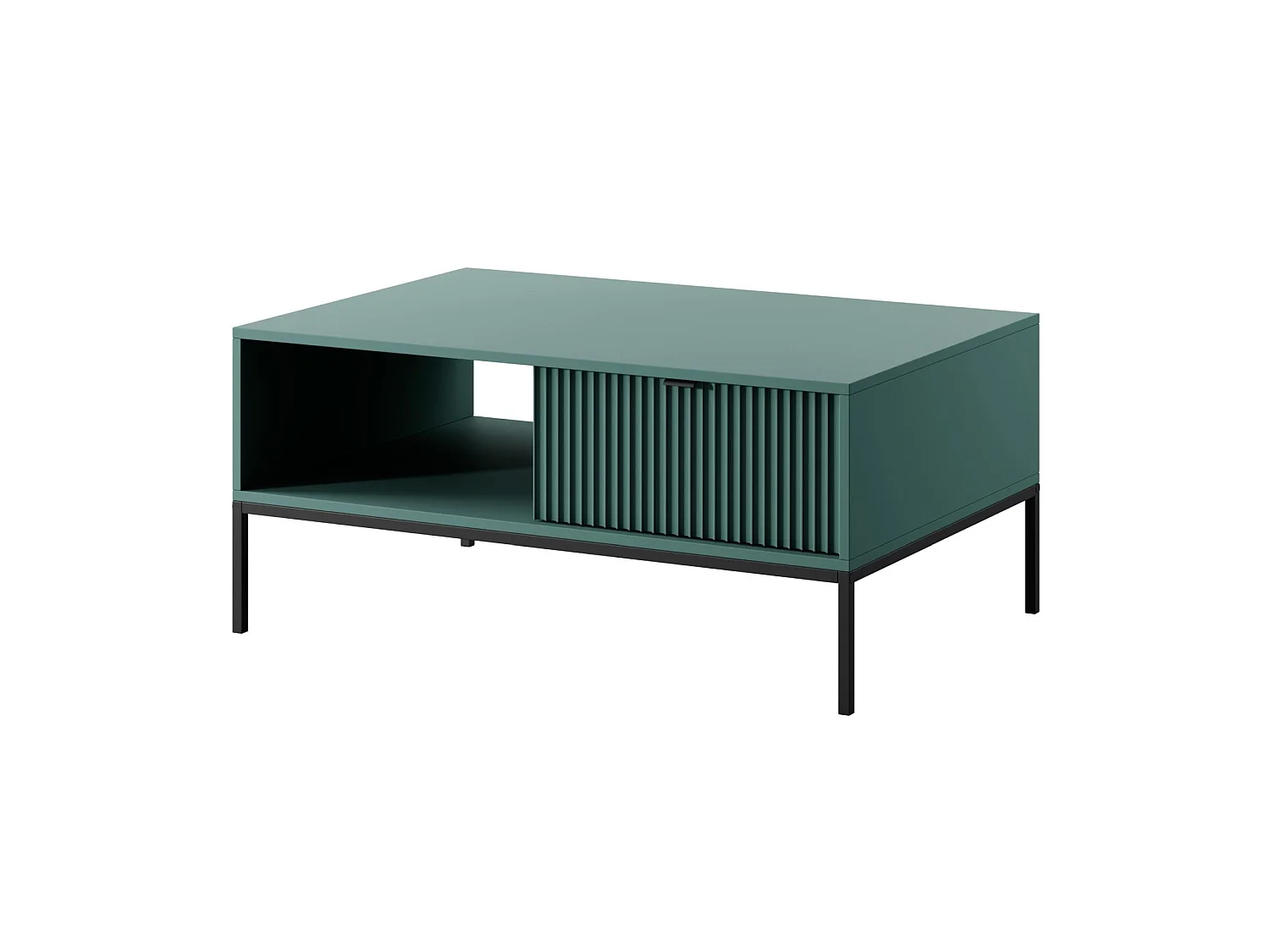 Table basse – 104 x 68 cm – vert avec piètement noir – VELLORE