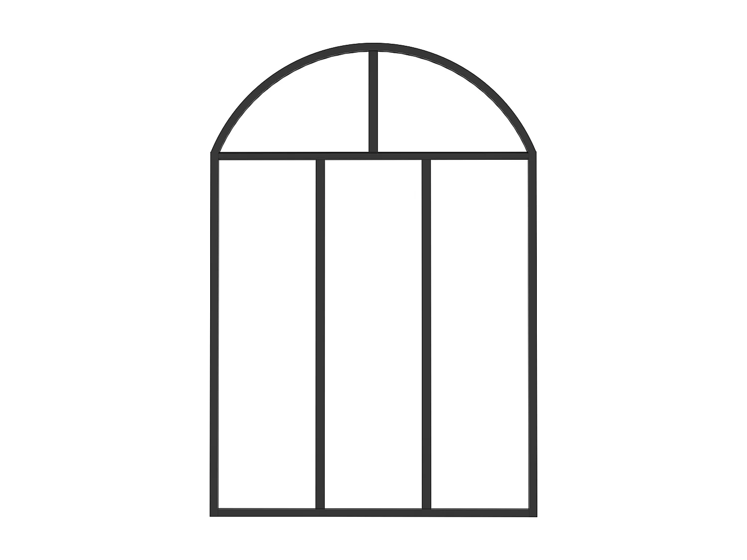 Verrière atelier en arche en aluminium thermolaqué noir 90 x 130 - (L x H) - ARLUNA