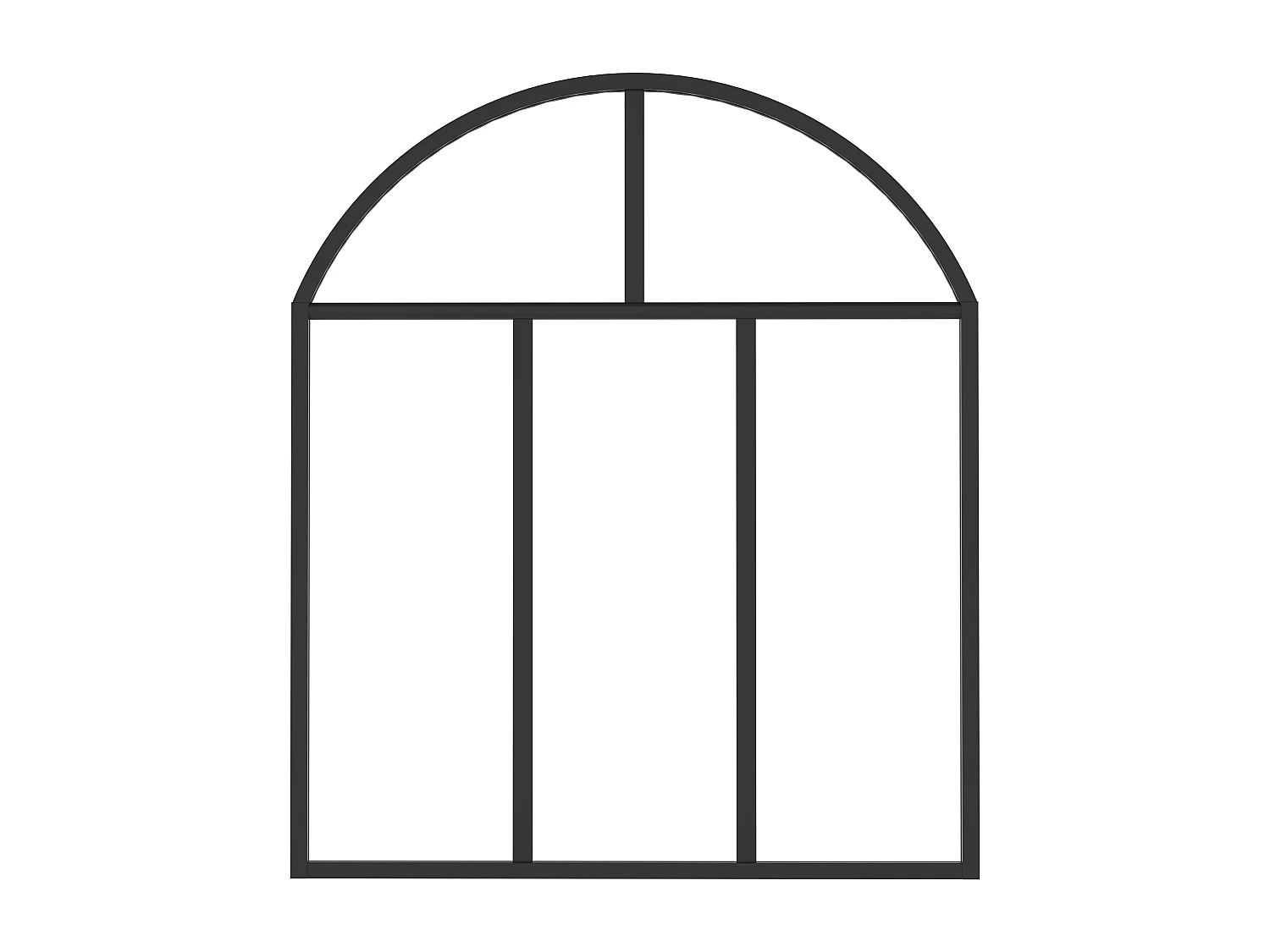 Verrière atelier en arche en aluminium thermolaqué noir 90 x 105 - (L x H) - ARLUNA