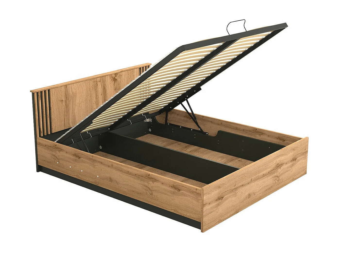 Lit Tenodeu 127, Double, Marron, 160x200, Stratifié, Disponible, 167x208x83cm