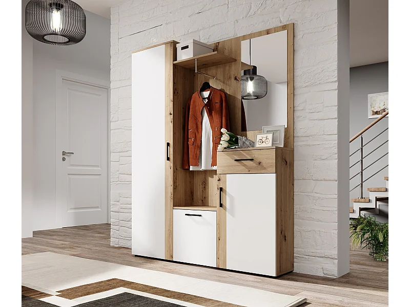 Meuble d'entrée Trio chêne artisan / blanc 145 cm