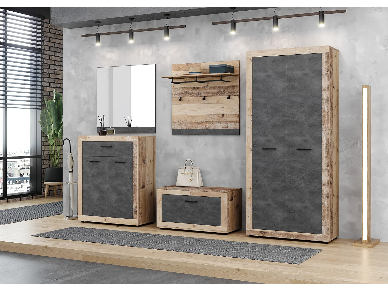 Armoire de rangement / dressing pour entrée Luna 2D old style light / matera 90 cm