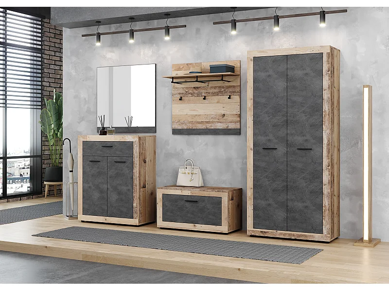 Armoire de rangement / dressing pour entrée Luna 2D old style light / matera 90 cm