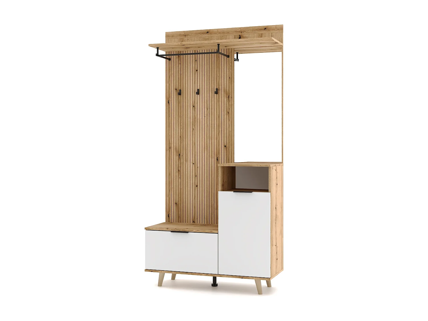 Móvel de entrada Nordic C carvalho evoke / tabilla / branco 100 cm