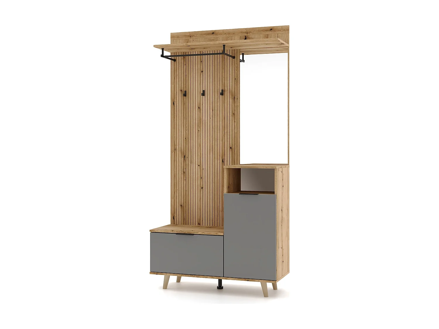 Mueble de entrada Nordic C roble evoke / tabilla / grafito 100 cm
