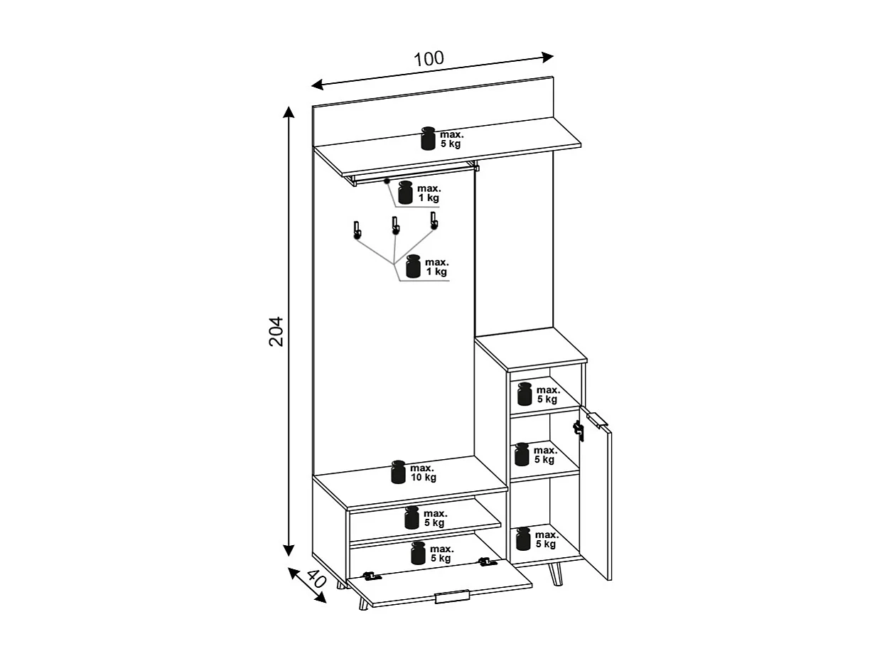 Mueble de entrada Nordic C roble evoke / tabilla / grafito 100 cm